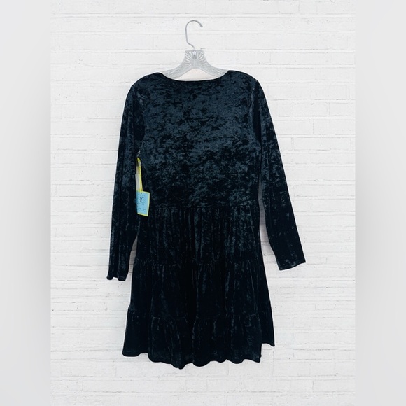 Cece Women Velvet V-Neck Mini Dress Black Medium Witchy Goth Moto Grunge Casual - Picture 3 of 8